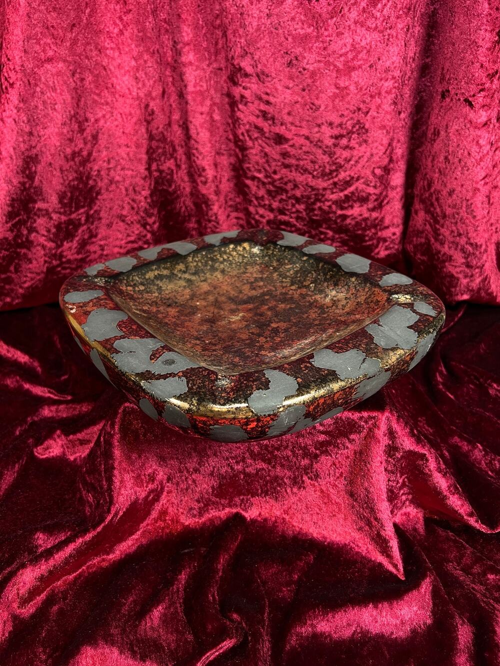 Vintage Ceramic Ashtray Westwood California Metallic Gold Black Leopard Print